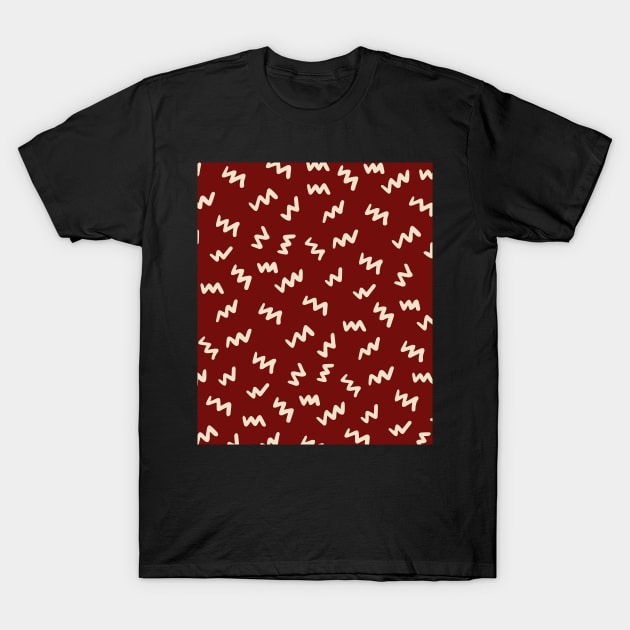 Terracotta Abstract Mudcloth Lines Pattern T-Shirt by zedonee